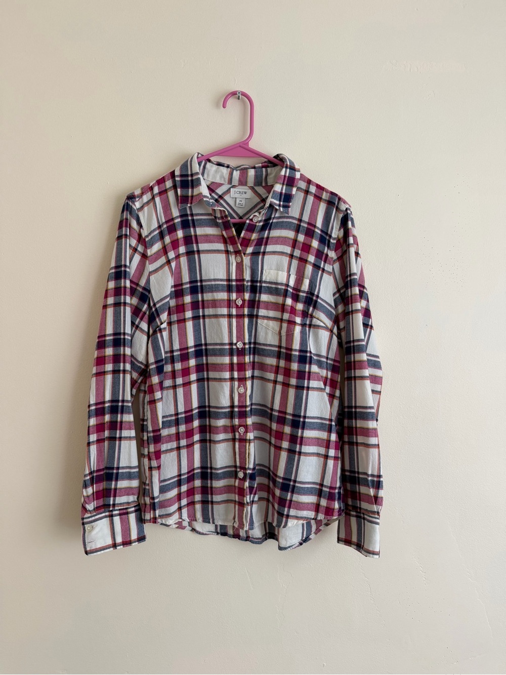 ⁠J.Crew 100% Cotton Plaid Button-Down Long Sleeve Shirt Size M⁠